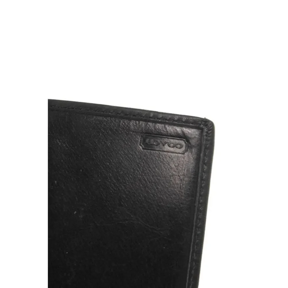 Coach Womens Leather Bi-Fold Checkbook Wallet Black